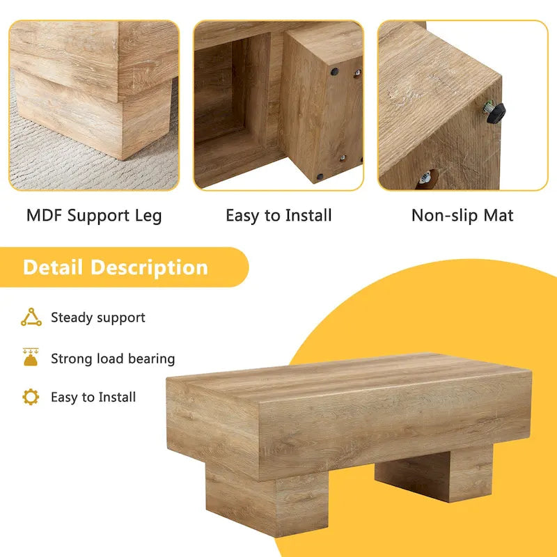 Moderner schlichter Couchtisch aus MDF mit Strukturaufkleber