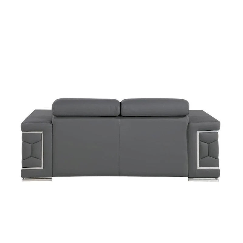 Zweisitzer aus echtem Leder in Grau und Silber, 71