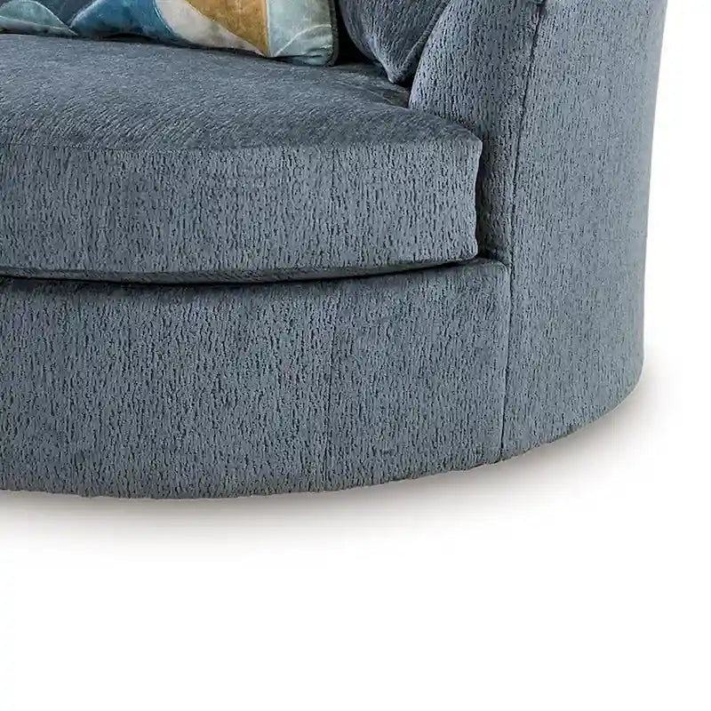 Akzentsessel in Übergröße, 56 Inch, 360° drehbar, 3 Zierkissen, Blau