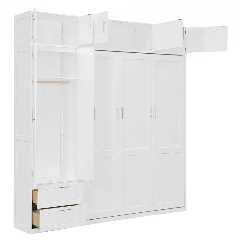 Versatile Queen Size Murphy Bed with Integrated Storage and Foldable Design for Space Optimization