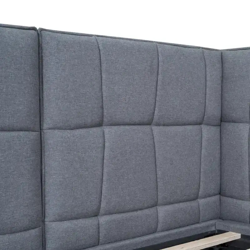 Gepolstertes Plattformbett in Queen-Size mit LED-Leuchten und U-förmigem Kopfteil