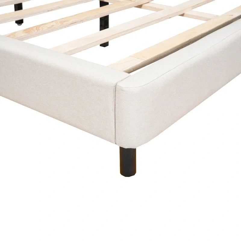 Gepolstertes Plattformbett in Queen-Size mit LED-Leuchten und U-förmigem Kopfteil