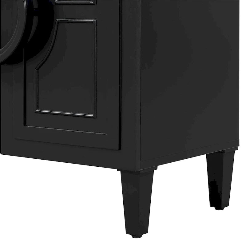 Console de 58.9 en MDF avec 4 portes, poignées annulaires rondes et piètement à 5 pieds