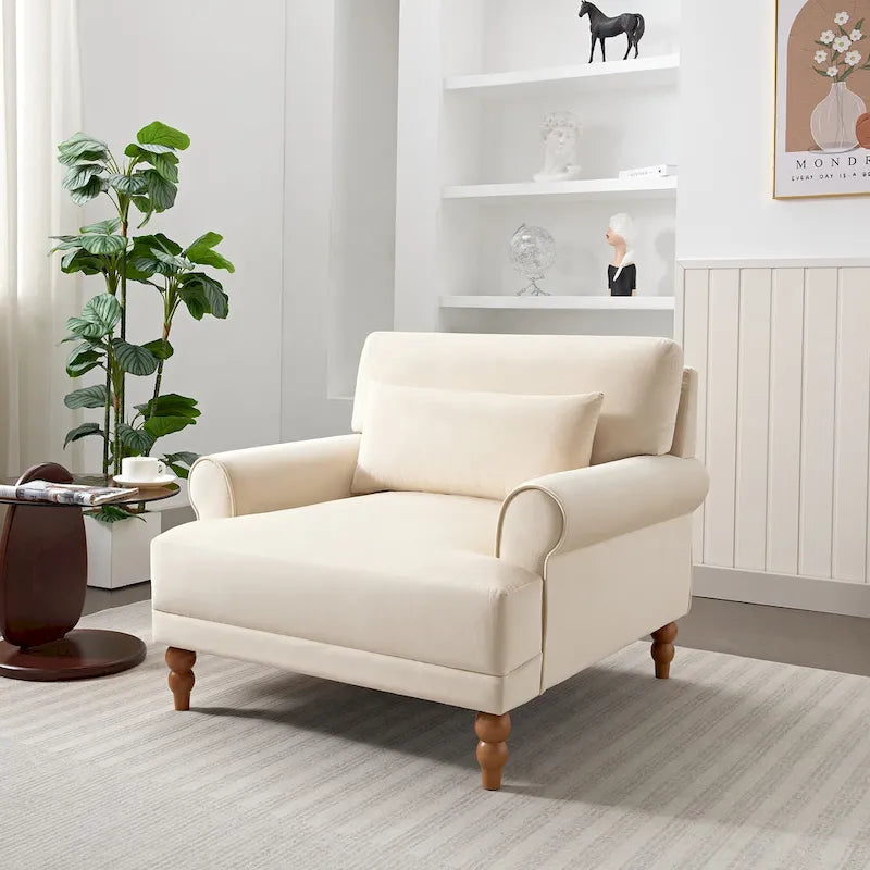 Moderner Samt-Akzentsessel, 37.8, mit ergonomischer Lendenstütze und Beinen im Stil antiker römischer Säulen