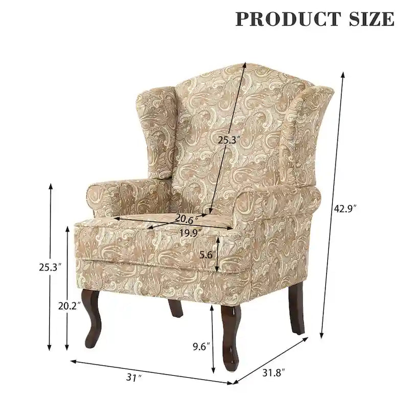 Fauteuil d’appoint à oreilles rembourré, style moderne du milieu du siècle