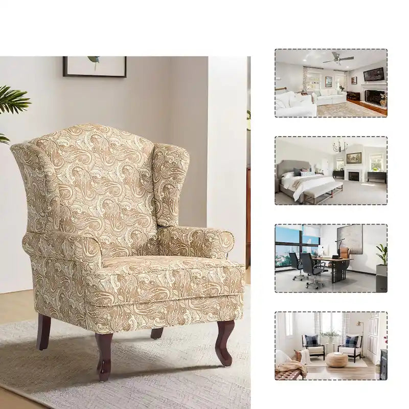 Fauteuil d’appoint à oreilles rembourré, style moderne du milieu du siècle