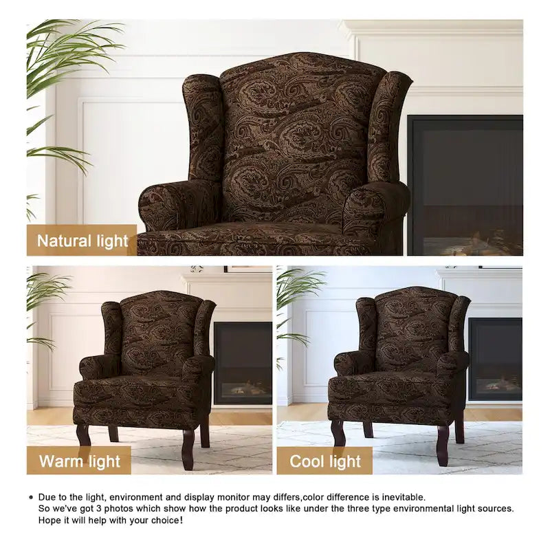 Fauteuil d’appoint à oreilles rembourré, style moderne du milieu du siècle