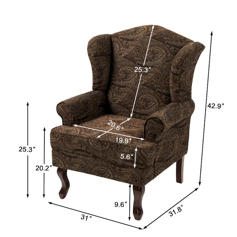 Fauteuil d’appoint à oreilles rembourré, style moderne du milieu du siècle