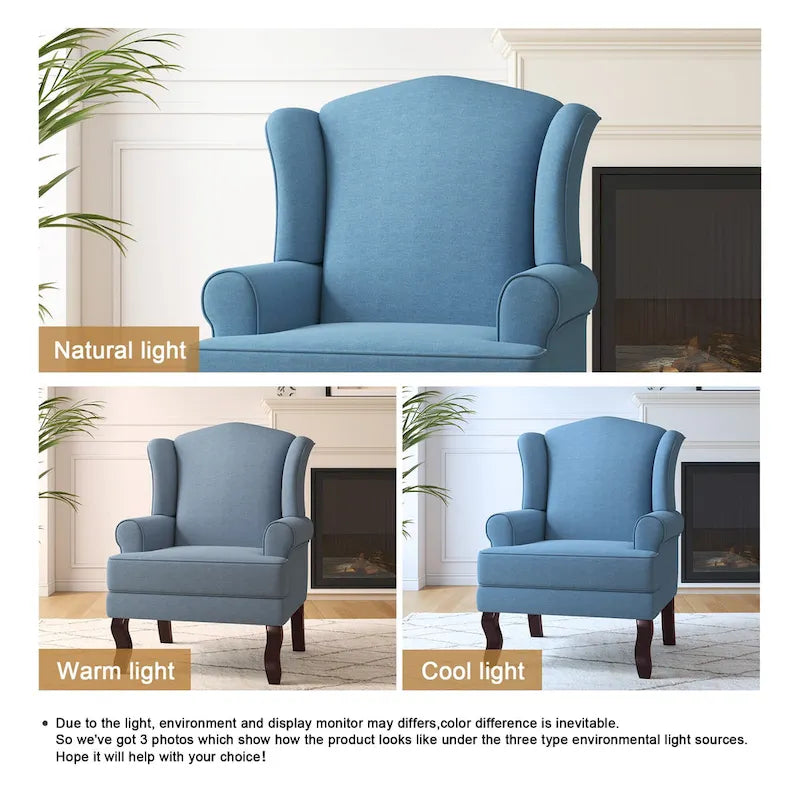 Fauteuil d’appoint à oreilles rembourré, style moderne du milieu du siècle