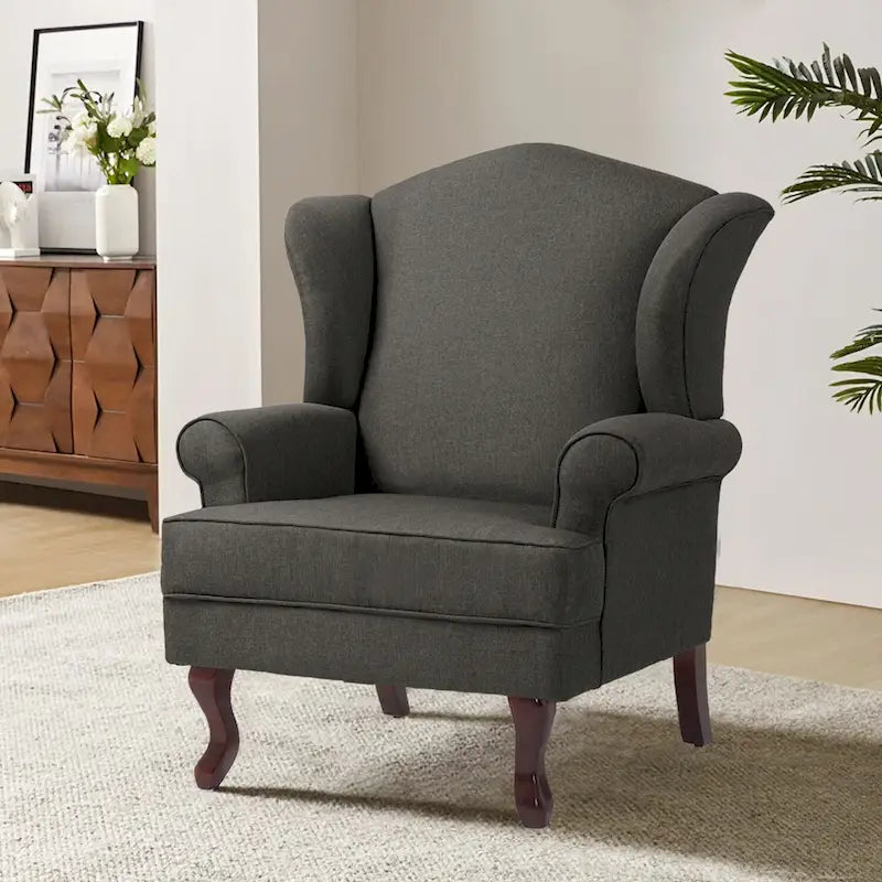 Fauteuil d’appoint à oreilles rembourré, style moderne du milieu du siècle