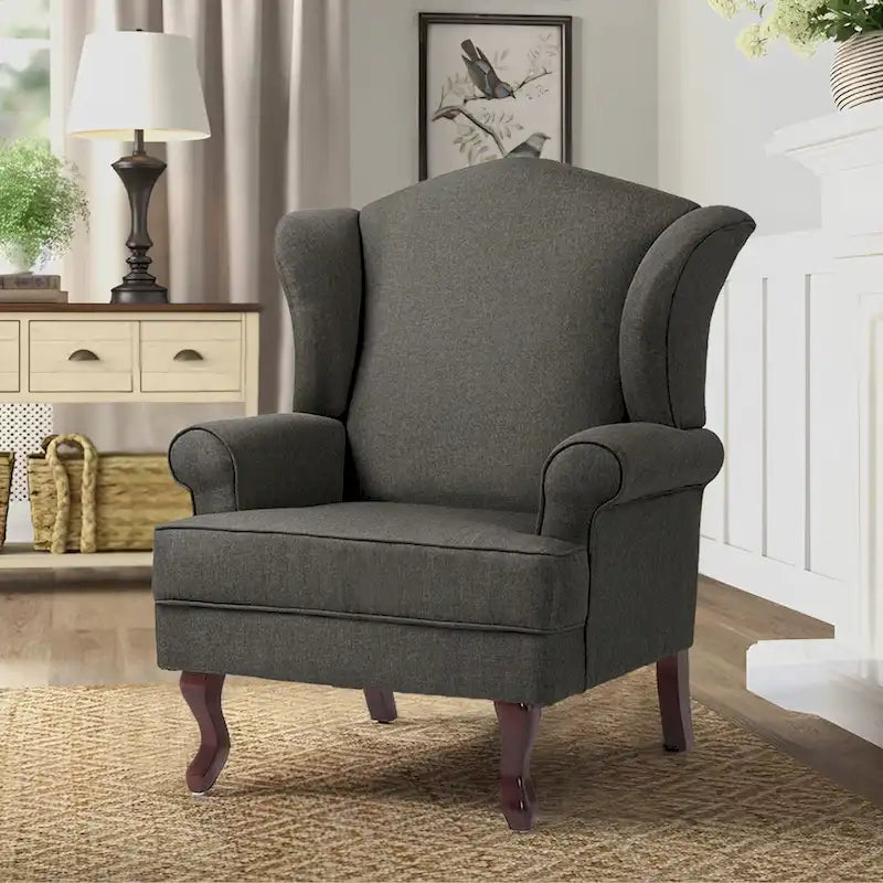 Fauteuil d’appoint à oreilles rembourré, style moderne du milieu du siècle