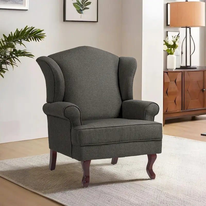 Fauteuil d’appoint à oreilles rembourré, style moderne du milieu du siècle