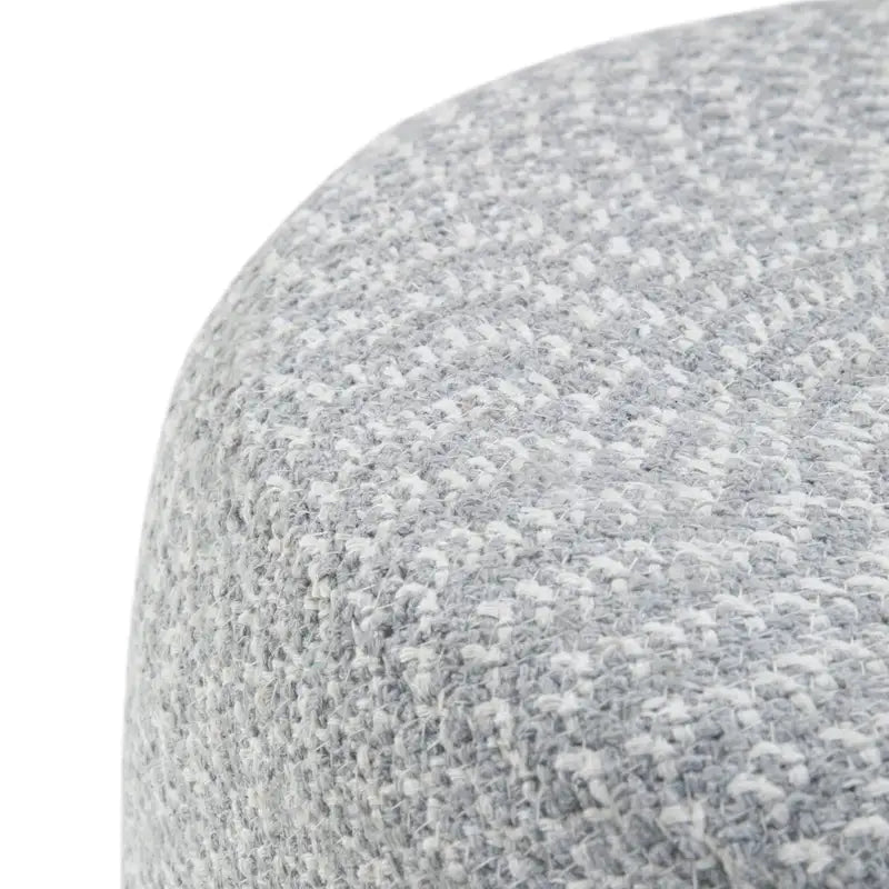 Runder Pouf-Hocker aus hellgrauem, strukturiertem Bouclé