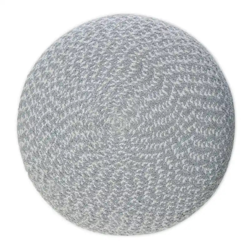 Runder Pouf-Hocker aus hellgrauem, strukturiertem Bouclé