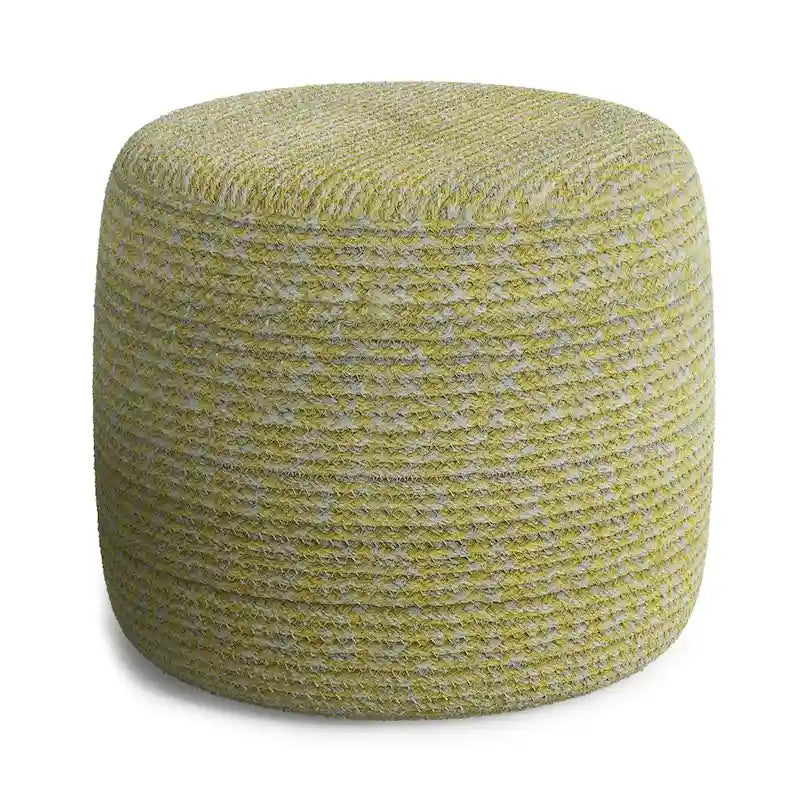 Runder Pouf-Hocker aus hellgrauem, strukturiertem Bouclé