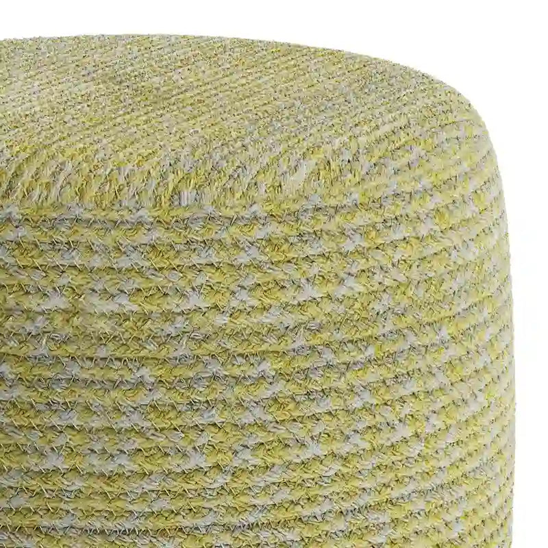 Runder Pouf-Hocker aus hellgrauem, strukturiertem Bouclé