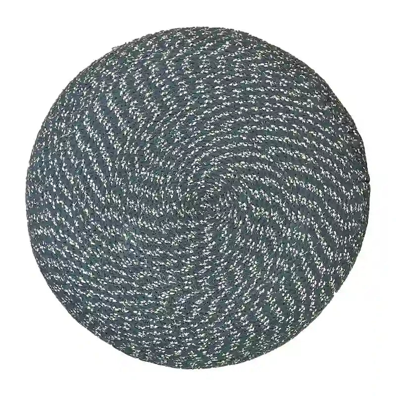 Runder Pouf-Hocker aus hellgrauem, strukturiertem Bouclé