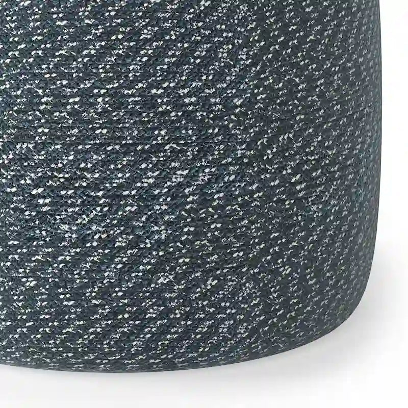 Runder Pouf-Hocker aus hellgrauem, strukturiertem Bouclé
