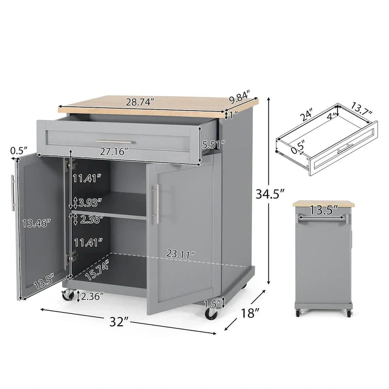 Carrito de cocina para interiores con ruedas