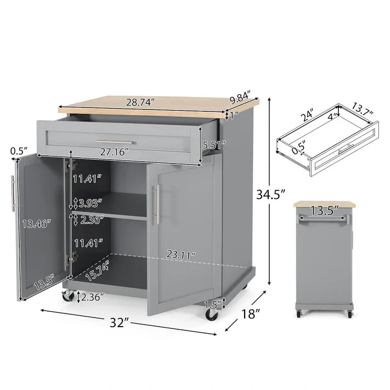 Carrito de cocina para interiores con ruedas