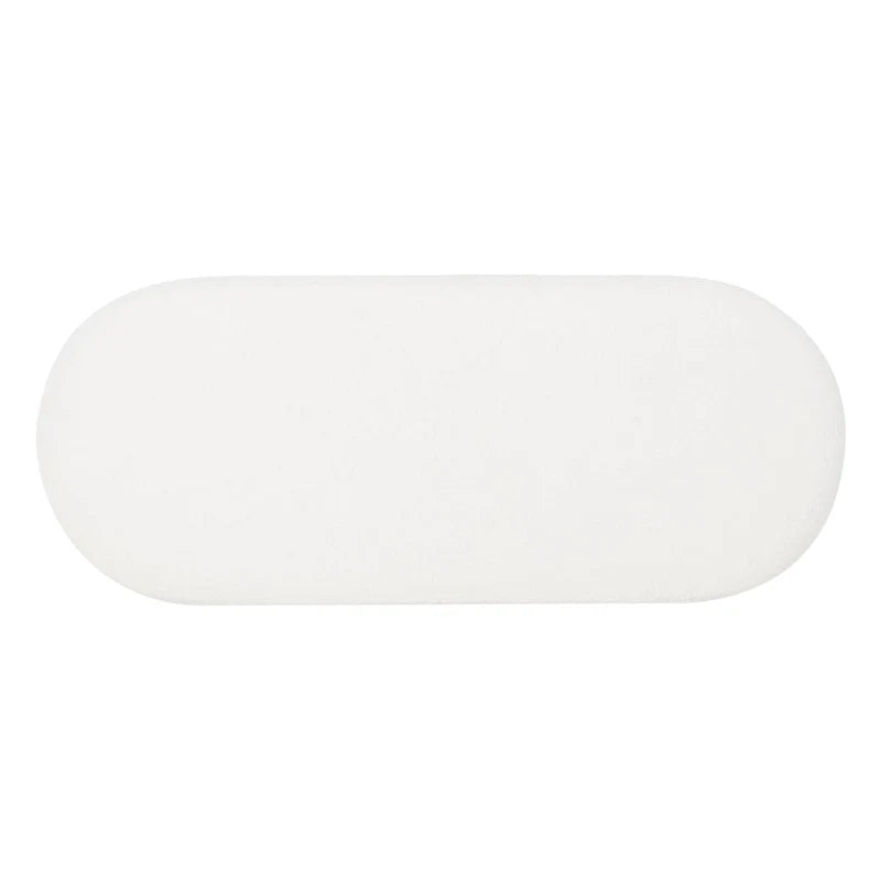 Banco de cama blanco escalonado de borreguito bouclé con forma ondulada