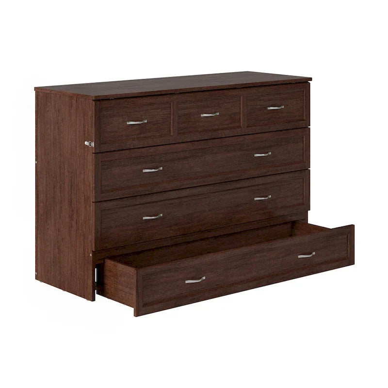 Northfield Queen Murphy Bed Chest with Mattress in Burnt Amber