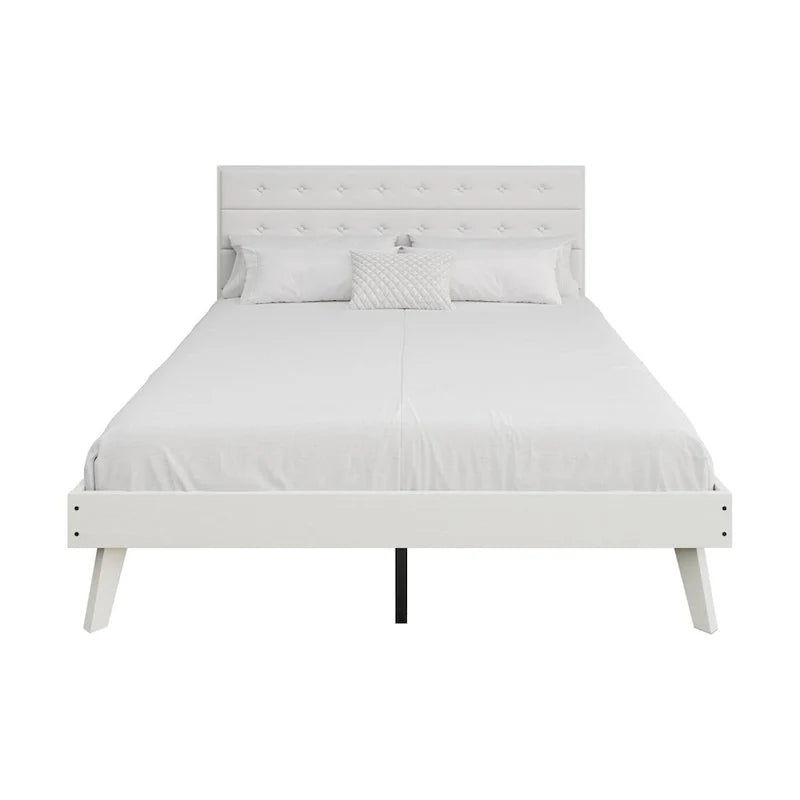 Bett mit Plattform aus Holz im Mid-Century-Stil