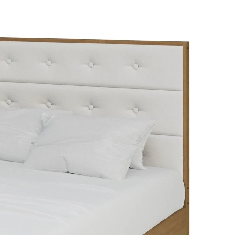 Bett mit Plattform aus Holz im Mid-Century-Stil