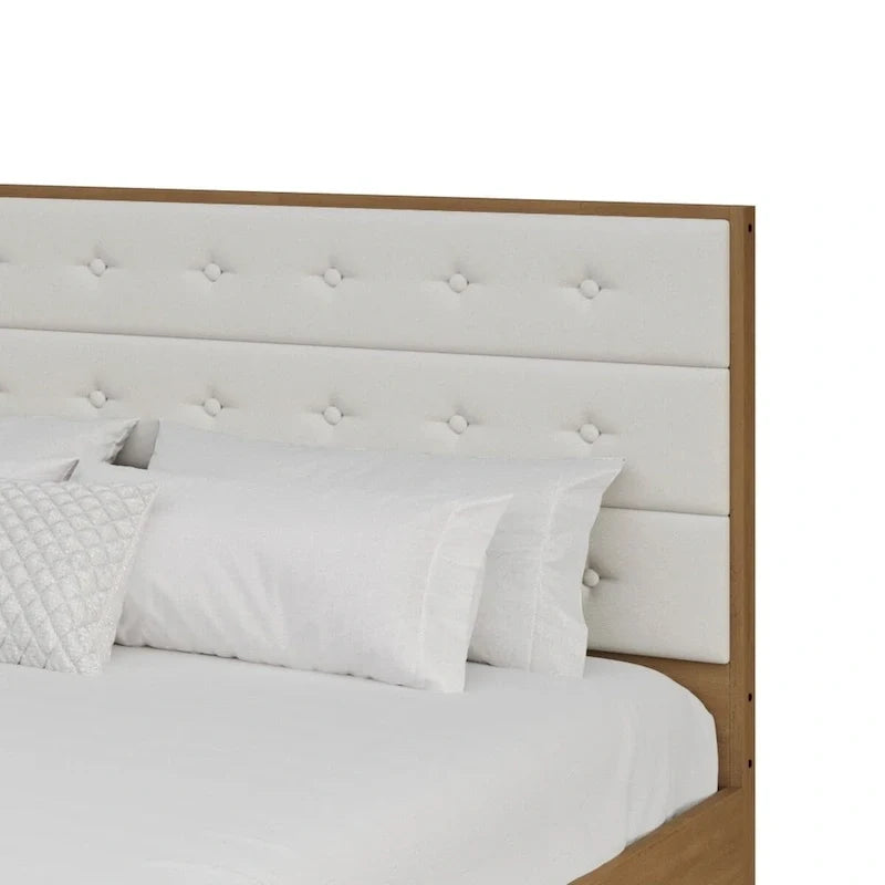 Bett mit Plattform aus Holz im Mid-Century-Stil