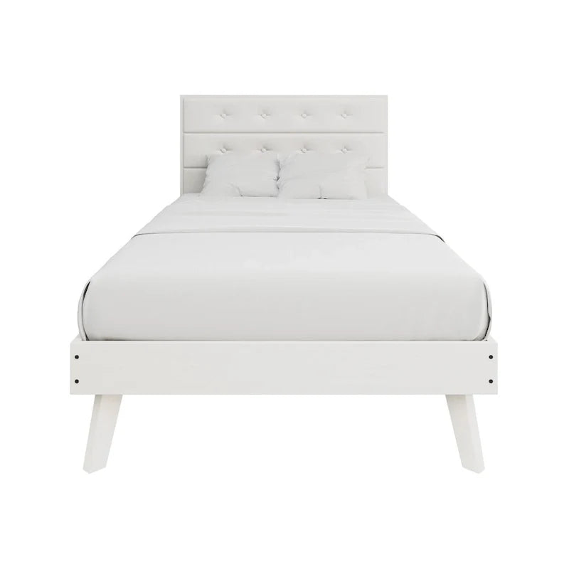 Bett mit Plattform aus Holz im Mid-Century-Stil