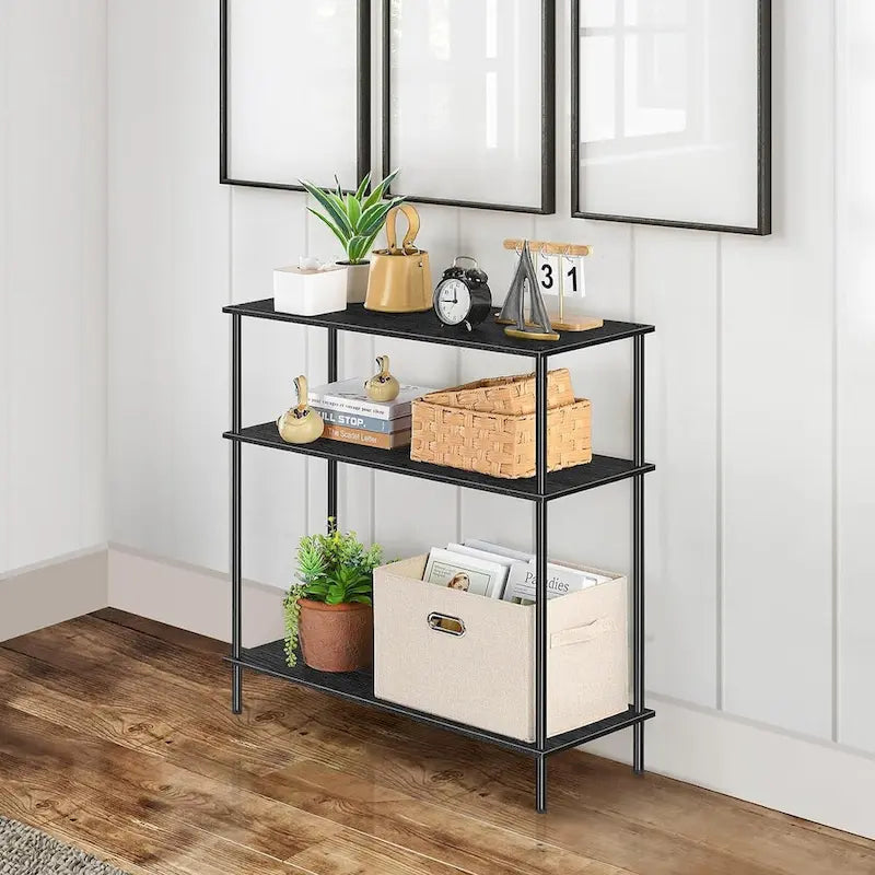 Industrial 3 Tier Black Metal Storage Display Shelf