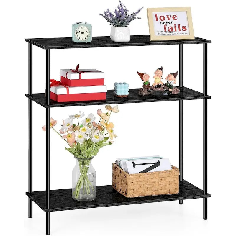 Industrial 3 Tier Black Metal Storage Display Shelf