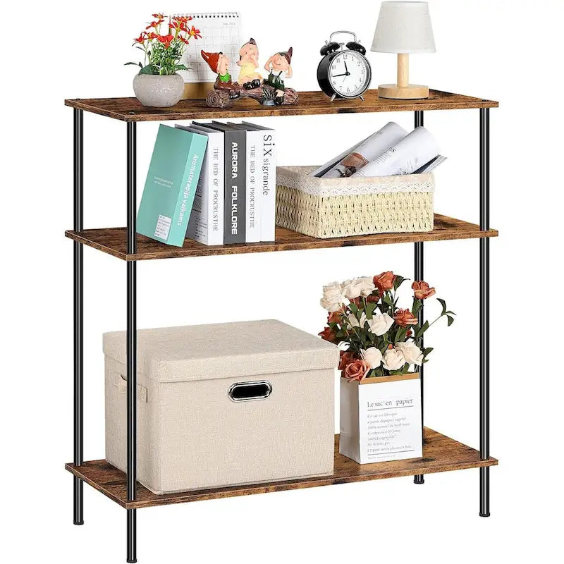 Industrial 3 Tier Black Metal Storage Display Shelf