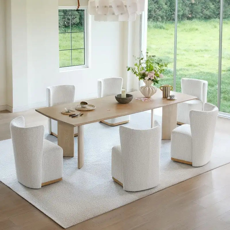 Ensemble de 2 chaises de salle à manger modernes à roulettes avec base en bois