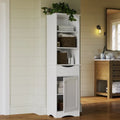 Armoire haute de rangement et d’organisation pour salle de bain, avec tiroir et étagères