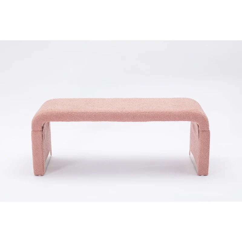 Banco de almacenamiento rosa curvo de bouclé