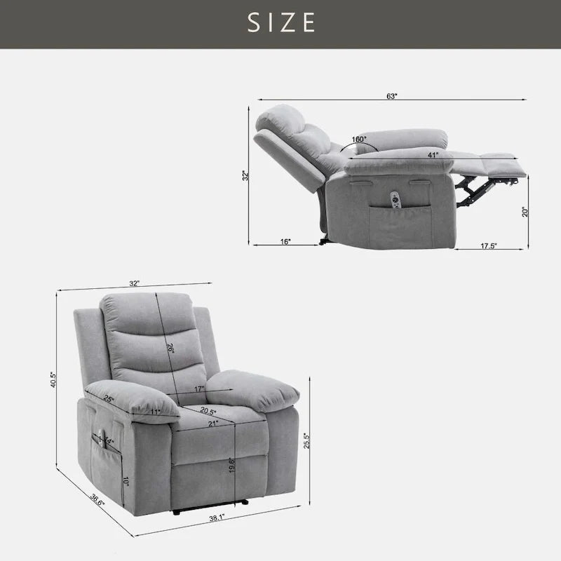 Power Recliner Chair with Adjustable Massage Function