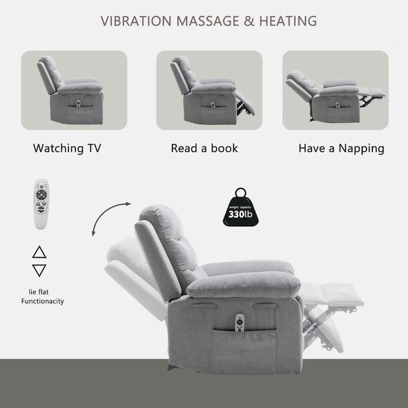 Power Recliner Chair with Adjustable Massage Function